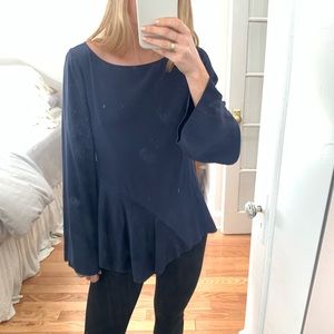 Elizabeth and James silk navy asymmetrical blouse size s
